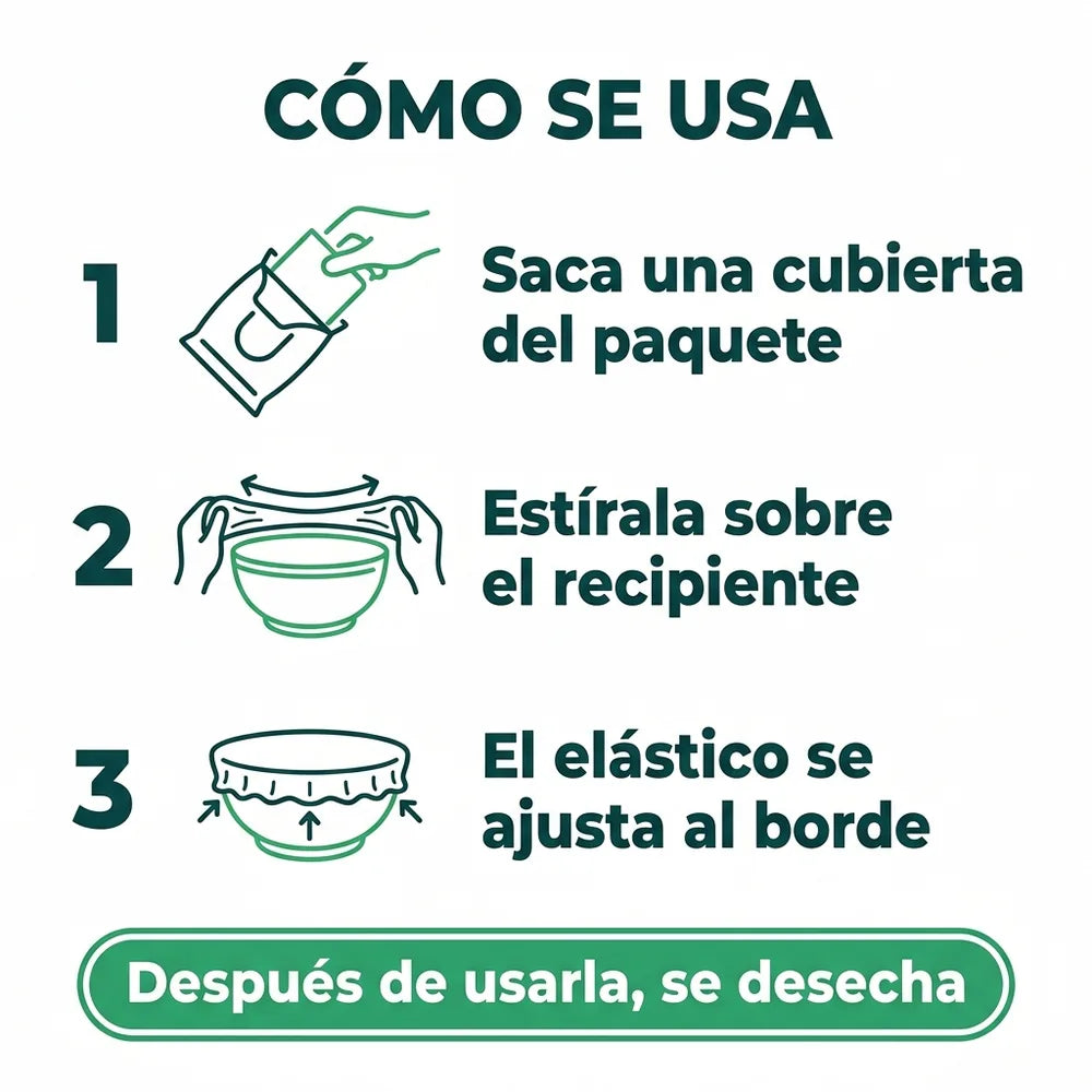 🥣 Pack x100 Bolsas Elásticas Desechables para Cubrir Alimentos