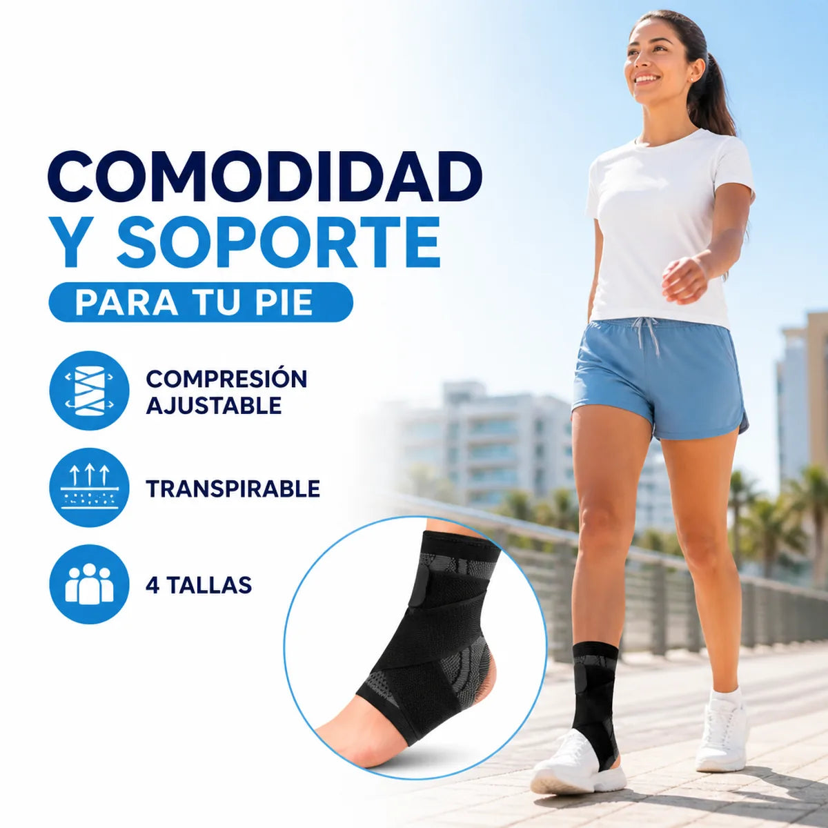 Vendaje Compresivo para Pie y Tobillo 🦶 Comodidad y Soporte Diario