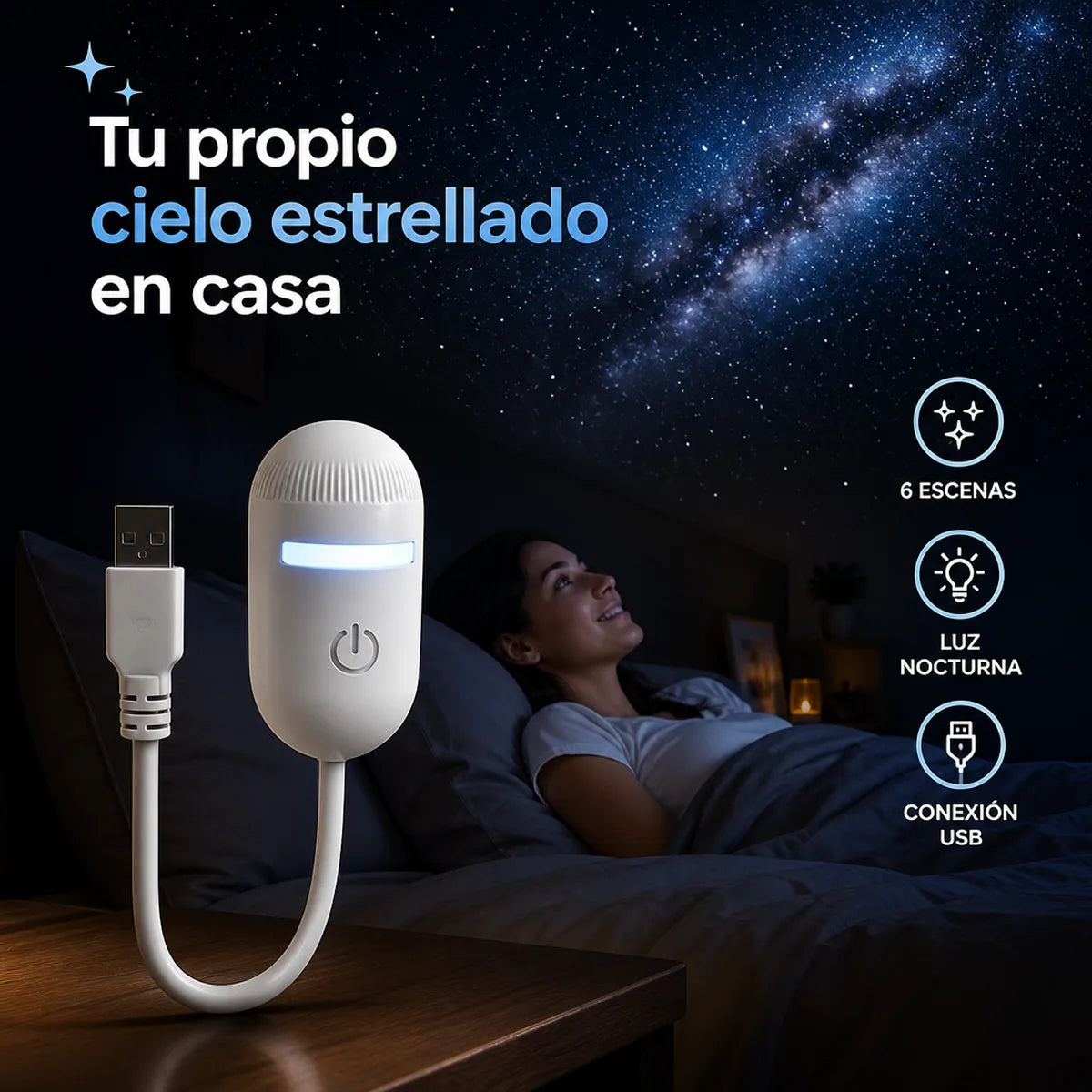 Proyector de Galaxia 2 en 1 ✨ Cielo Estrellado y Luz Nocturna