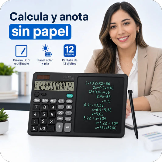 Calculadora de Oficina con Pizarra LCD 🧮 Calcula y Anota sin Papel