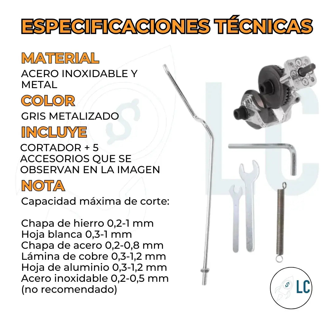 Cortador de lamina "Transformá tu taladro en una cortachapa profesional:"