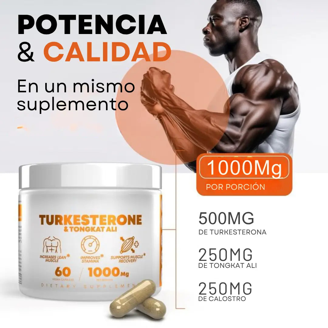 Aumenta tu fuerza y rendimiento con la fórmula que potencia cada entrenamiento. TURKESTERONE & TONGKAT ALI