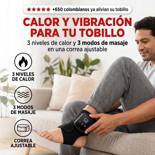 Masajeador de Tobillo con Calor y Vibración — 3 Niveles de Calor, 3 Modos de Masaje
