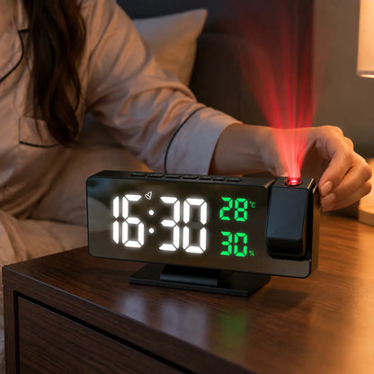 Reloj Digital Espejo LED con Proyector 180°