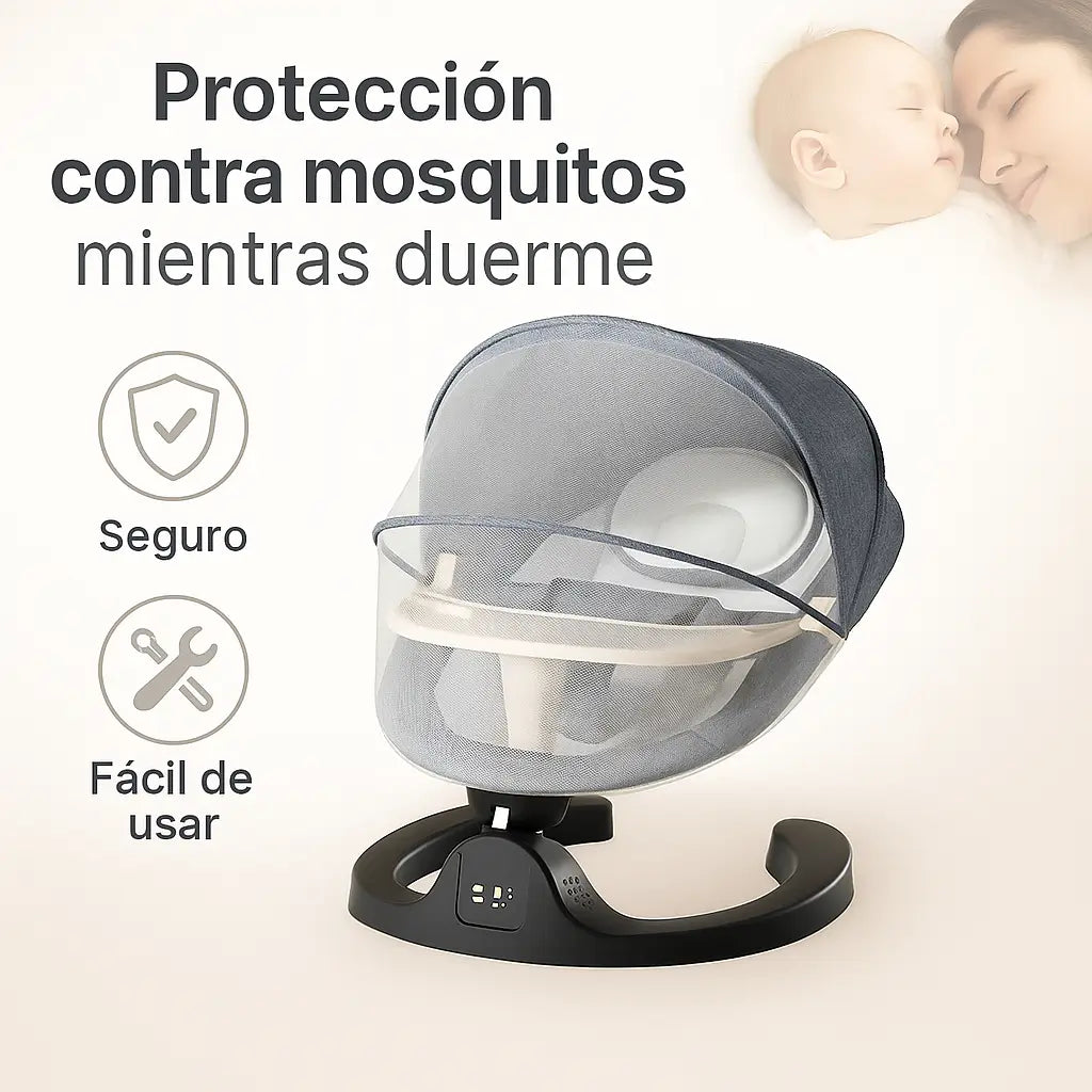Mecedora Eléctrica Premium con Bluetooth y Mosquitero — El descanso que tu bebé y tú merecen