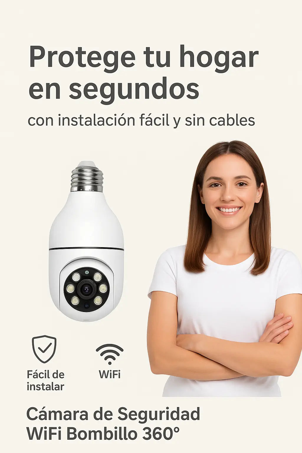 Bombilla-Cámara 360° WiFi: Seguridad Total para tu Hogar, Como si Estuvieras Ahí