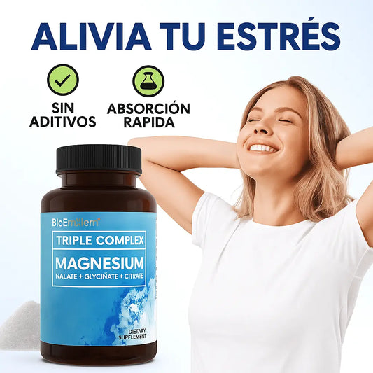 Triple Magnesio Premium BioEmblem: Dormir mejor, músculos relajados y energía natural cada día