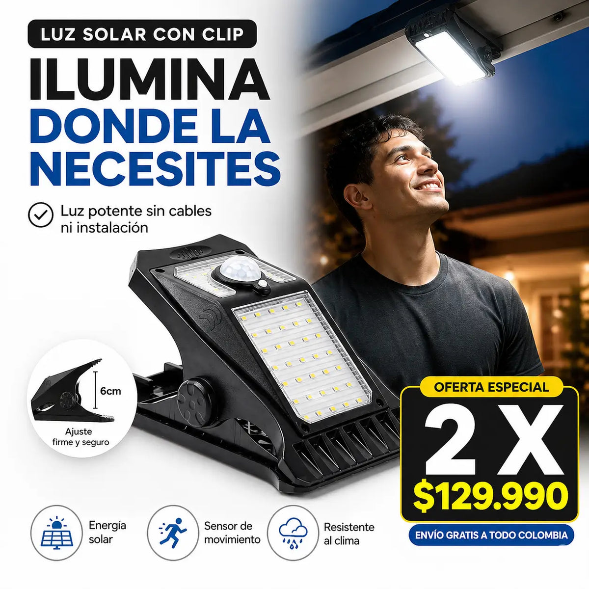 Luz Solar Clip Inteligente