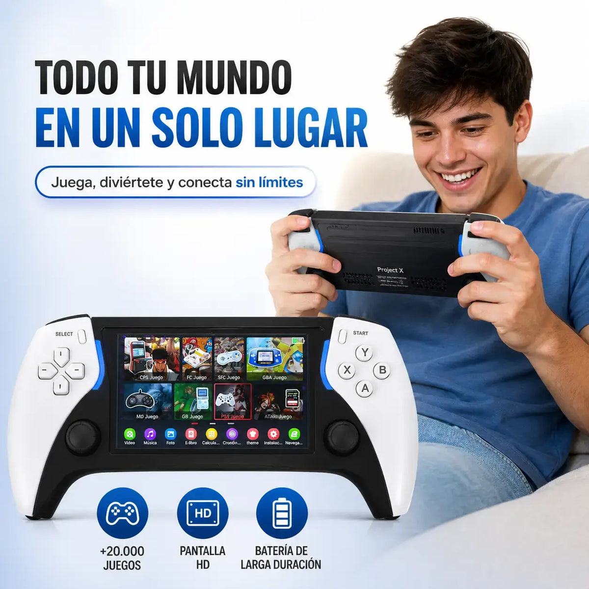 Consola Portátil Retro con Emuladores — Pantalla 4.3" y Salida HDMI