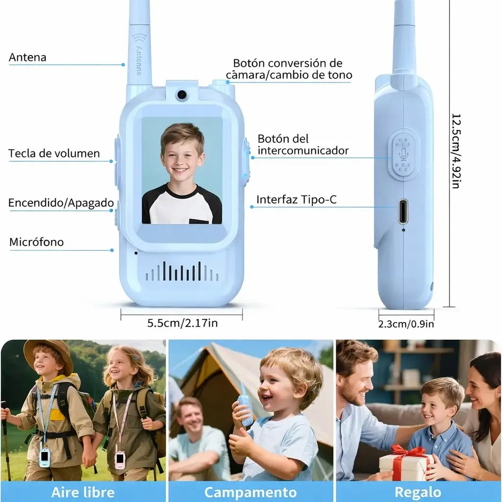 KIT de 2 Walkie Talkies: Comunicación cara a cara sin complicaciones para los pequeños exploradores de casa.