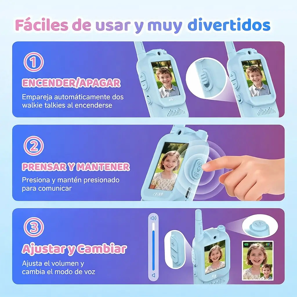 KIT de 2 Walkie Talkies: Comunicación cara a cara sin complicaciones para los pequeños exploradores de casa.