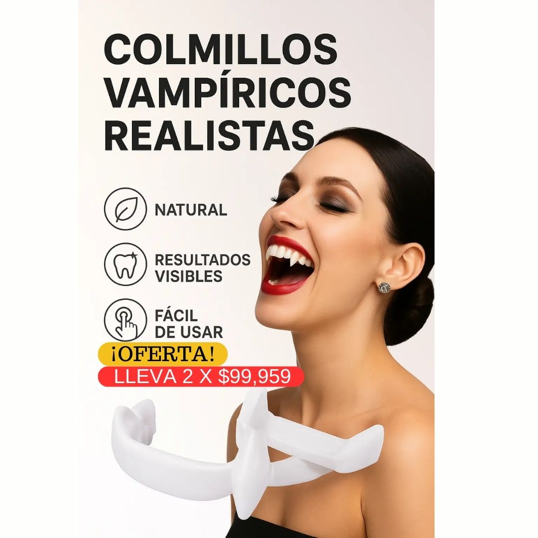 Dientes retractiles Vampíricos Realistas – Transforma tu sonrisa en algo escalofriante en segundos
