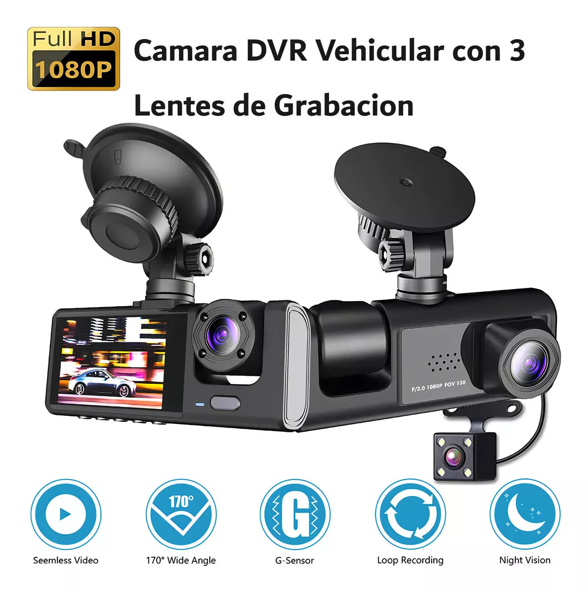 📸DASHCAM ULTRA|TRIPLE CÁMARA|FULL HD 1080P|VISIÓN NOCTURNA🔥🎥