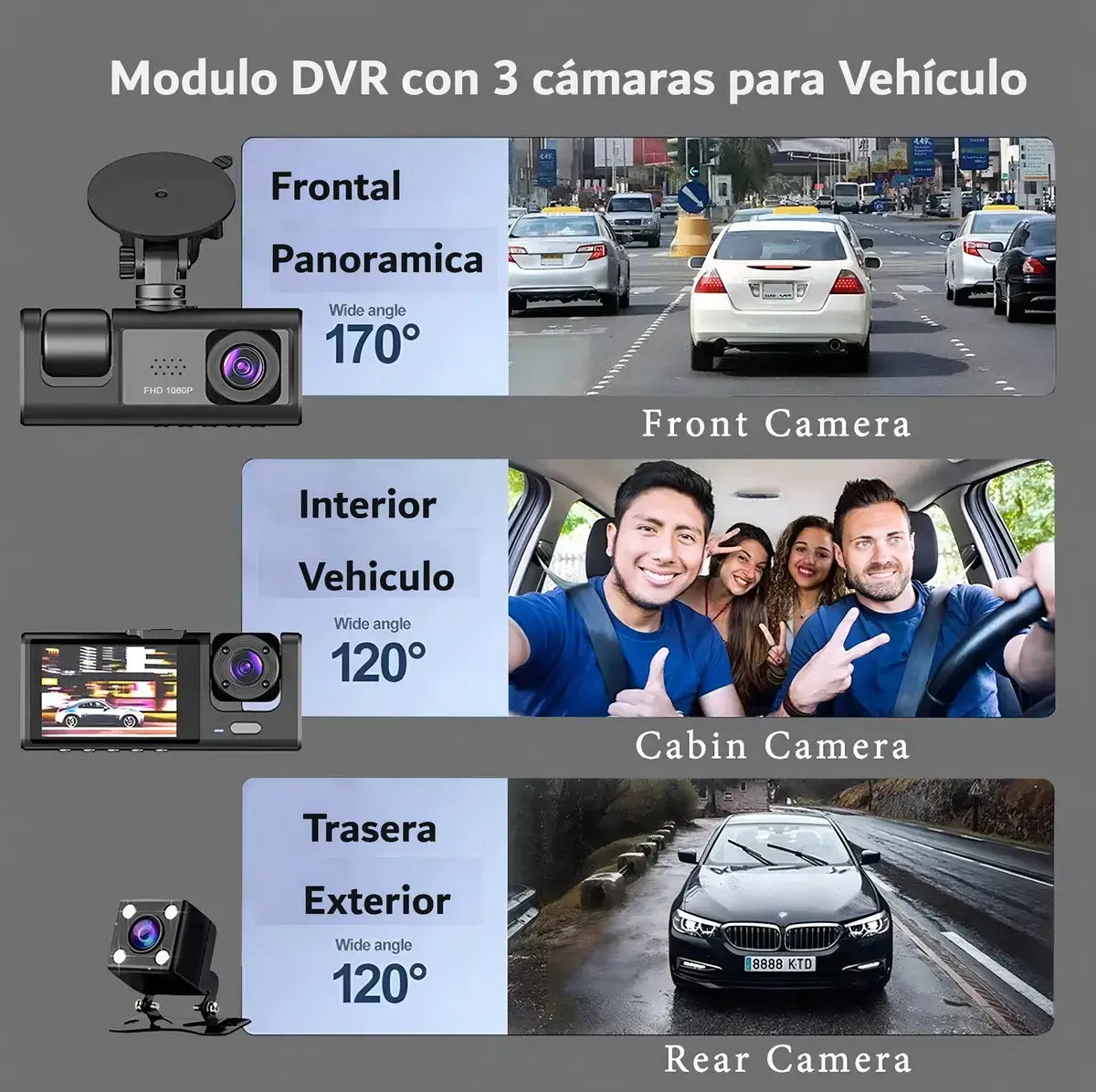 📸DASHCAM ULTRA|TRIPLE CÁMARA|FULL HD 1080P|VISIÓN NOCTURNA🔥🎥