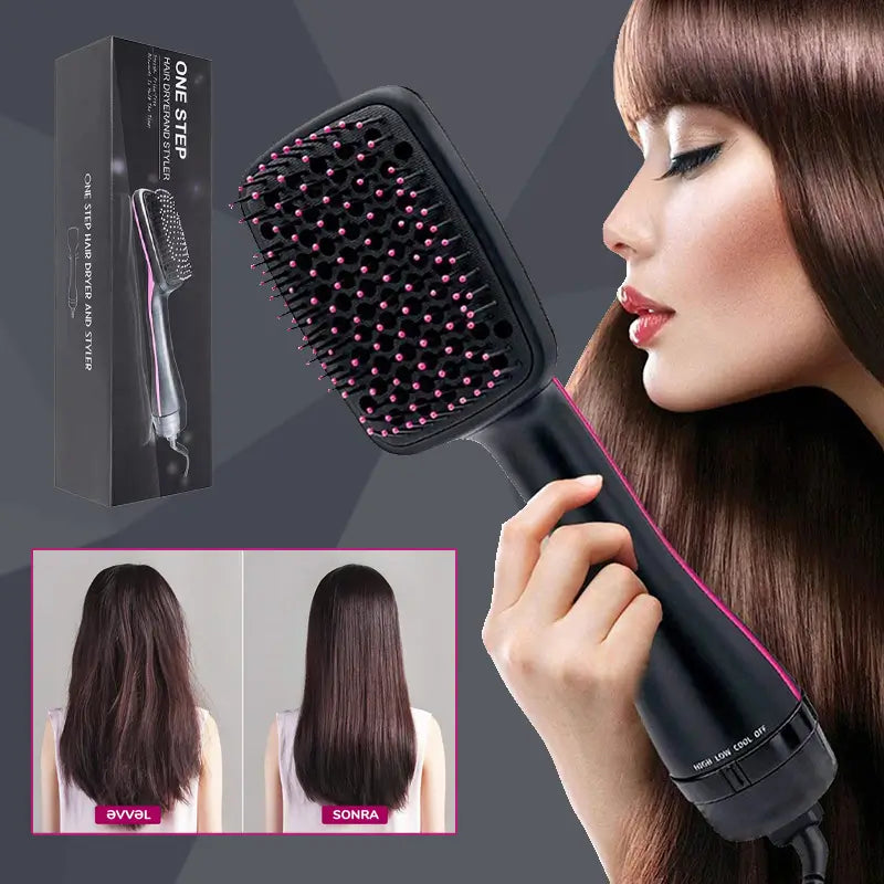 Cepillo 3 En 1 Peina, seca y da volumen en un solo paso… sin frizz ni daño
