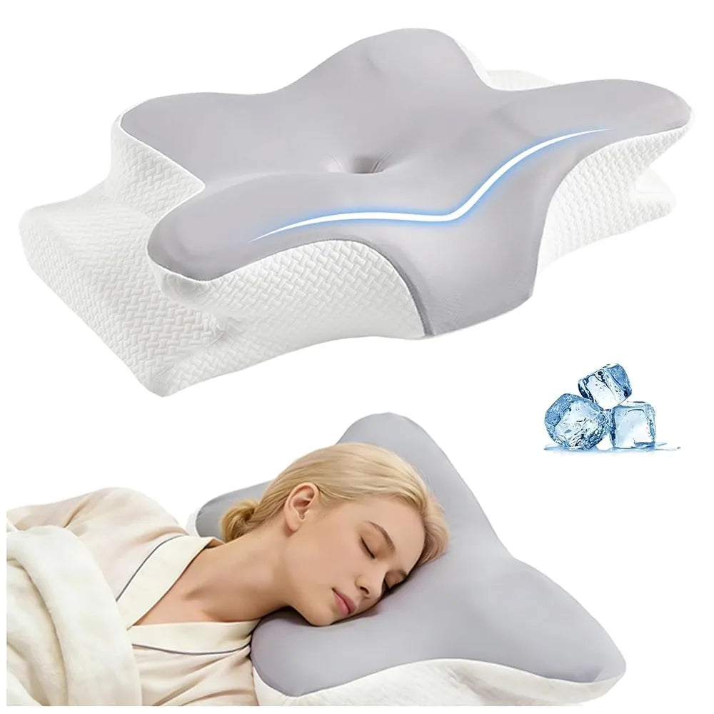 😴 Almohada Cervical Ergonómica de Espuma Viscoelástica — Para Ronquidos, Mal Dormir y Alivio del Cuello
