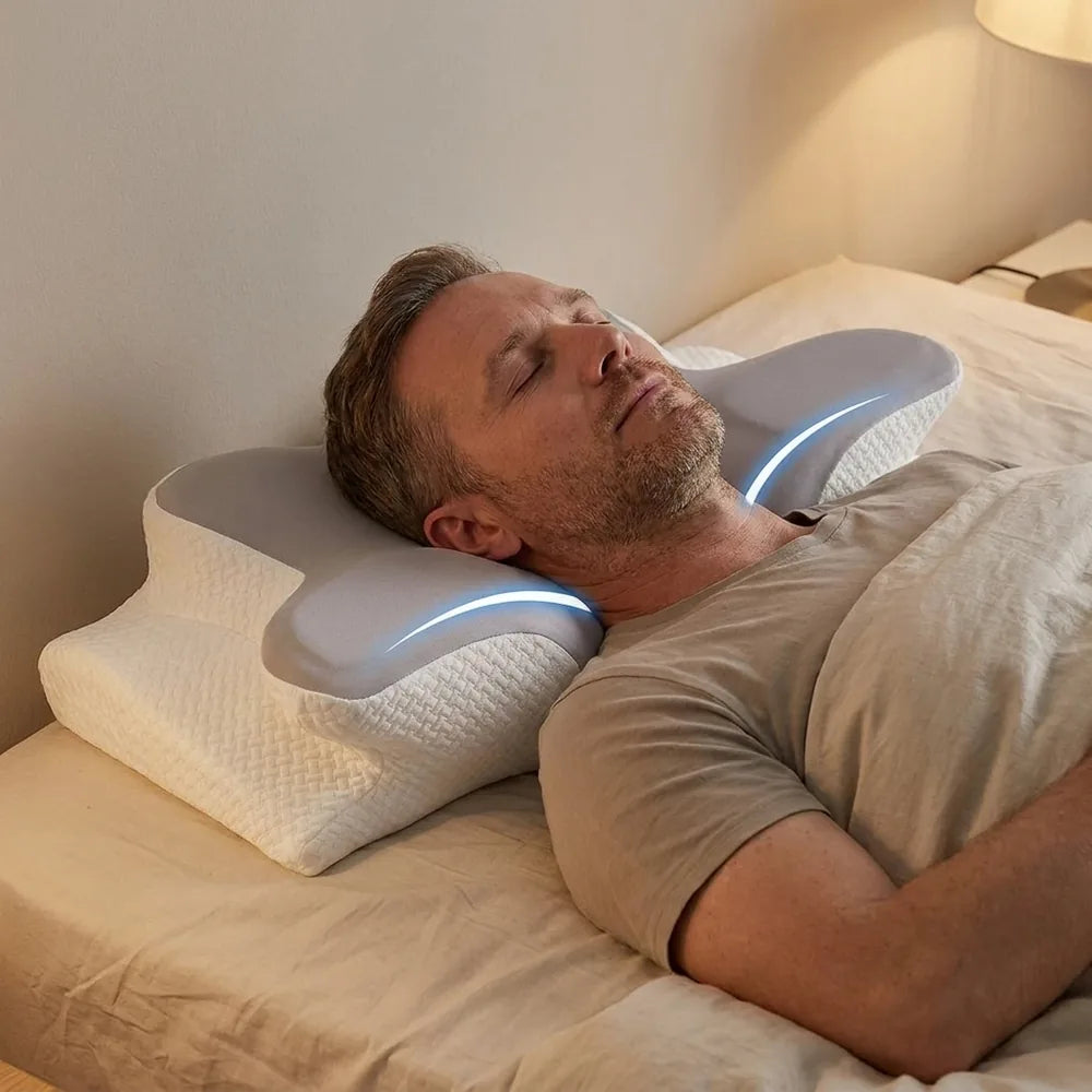 😴 Almohada Cervical Ergonómica de Espuma Viscoelástica — Para Ronquidos, Mal Dormir y Alivio del Cuello