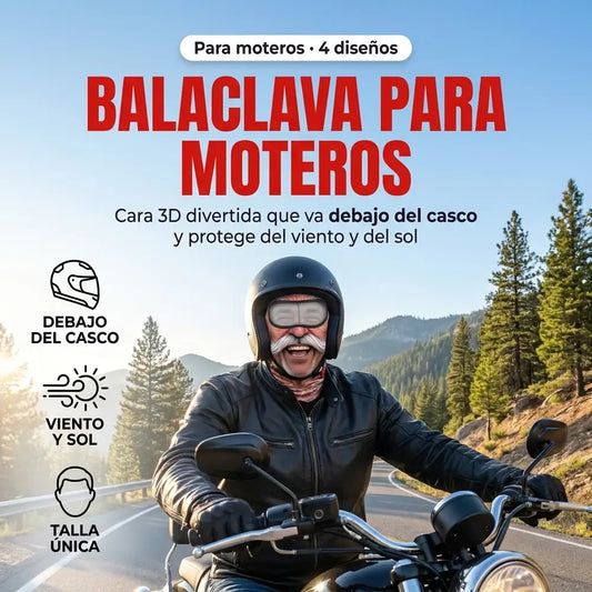 🏍️ Balaclava para Moteros — Cara 3D Divertida, Protege del Viento y del Sol · Talla Única
