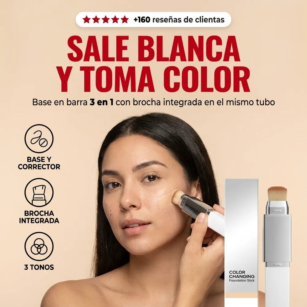 Base en Barra que Cambia de Color — 3 en 1 con Brocha, 13 g