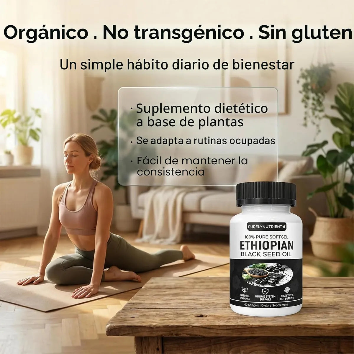 Aceite de Semilla Negra Etíope 4,64% Timoquinona x60 Cápsulas