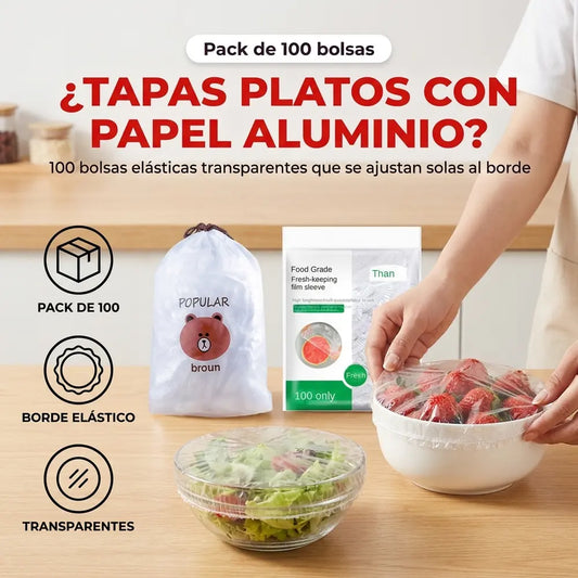 🥣 Pack x100 Bolsas Elásticas Desechables para Cubrir Alimentos