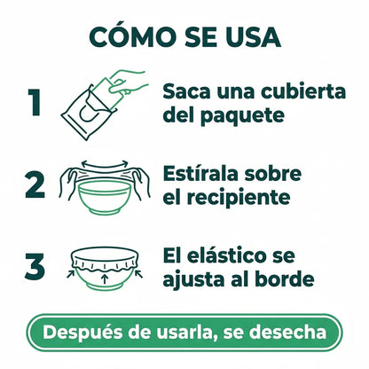 🥣 Pack x100 Bolsas Elásticas Desechables para Cubrir Alimentos