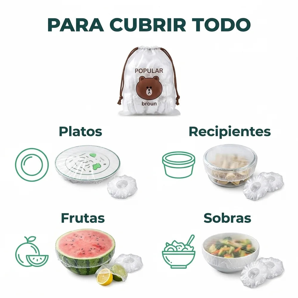 🥣 Pack x100 Bolsas Elásticas Desechables para Cubrir Alimentos