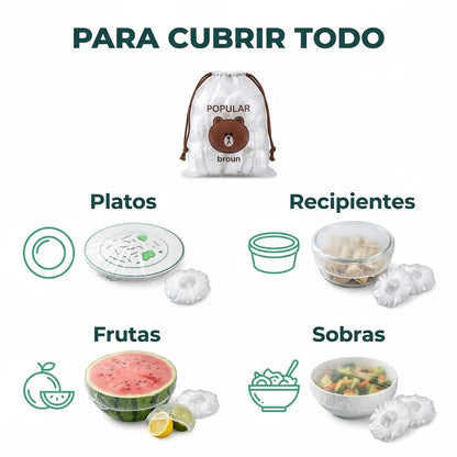 🥣 Pack x100 Bolsas Elásticas Desechables para Cubrir Alimentos
