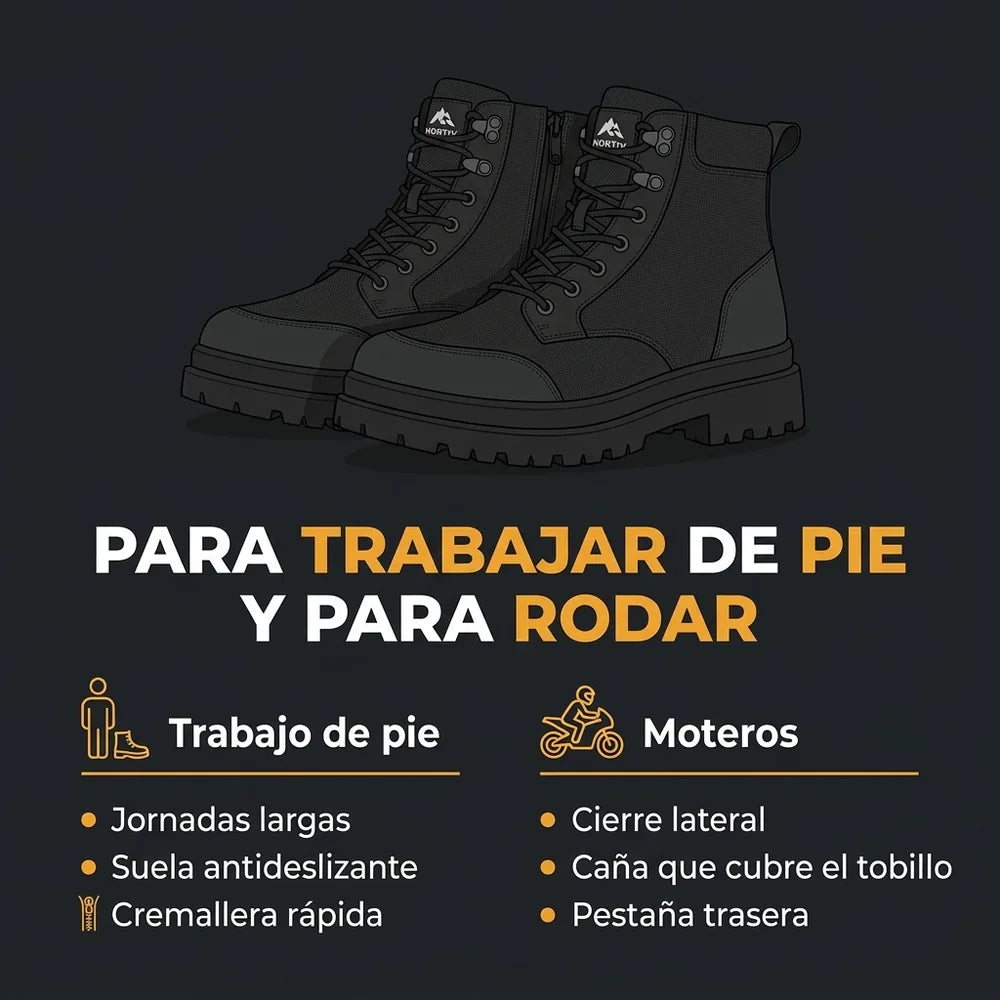🥾 Botas Tácticas NORTIV 8 Negras — Ultraligeras, Cierre Lateral Rápido y Suela Antideslizante