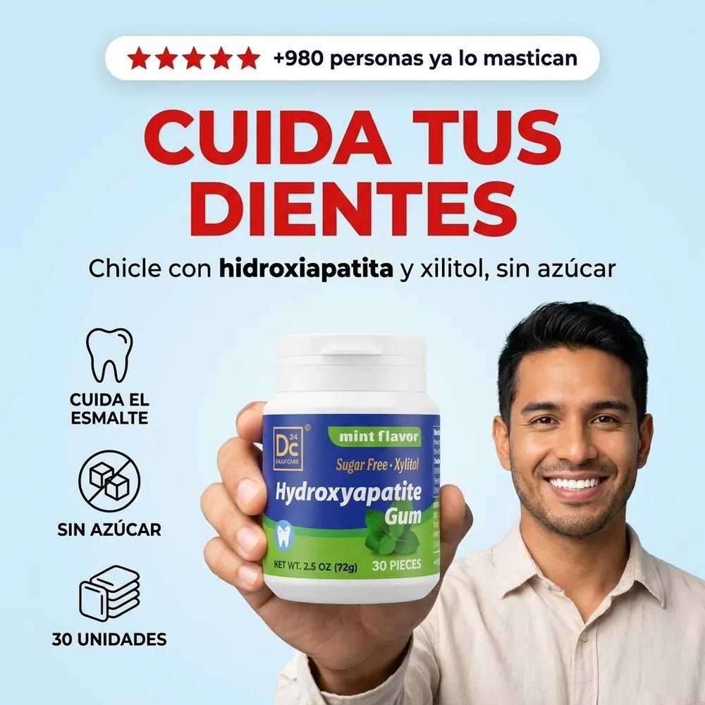 Chicle con Hidroxiapatita y Xilitol — 30 Unidades, Sin Azúcar