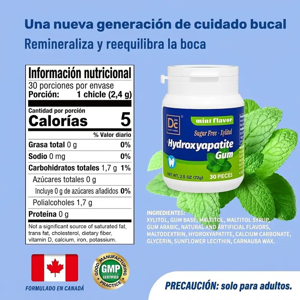 Chicle con Hidroxiapatita y Xilitol — 90 Unidades, Sin Azúcar