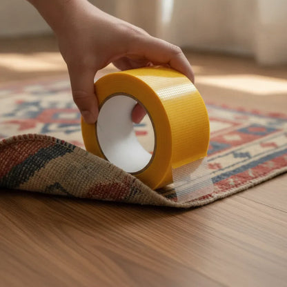Cinta Doble Cara de Malla Impermeable — Pega sin Taladrar, Fija Tapetes 5cm x 200cm