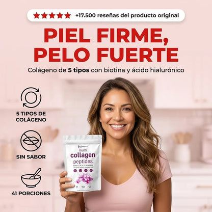 Colágeno Hidrolizado Multi Tipos I, II, III, V y X — 454 g, Sin Sabor