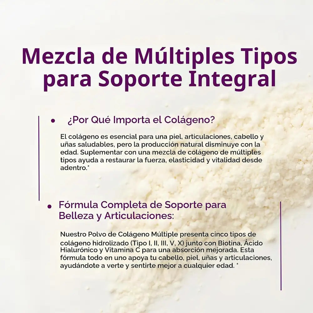 Colágeno Hidrolizado Multi Tipos I, II, III, V y X — 454 g, Sin Sabor