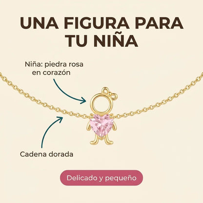 💛 Collar "Mi Familia" — Una Figura por Cada Hijo, con Piedras en Corazón
