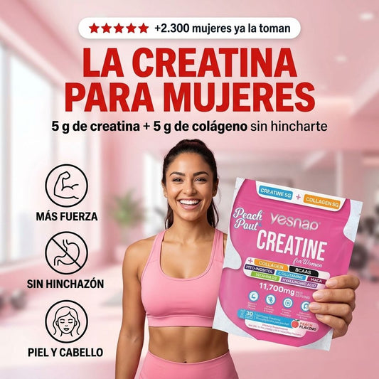 Creatina para Mujer con Colágeno — 30 Sobres Sabor Durazno