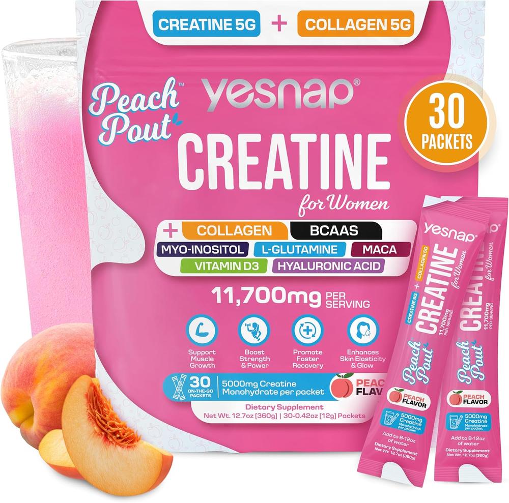 Creatina para Mujer con Colágeno — 30 Sobres Sabor Durazno
