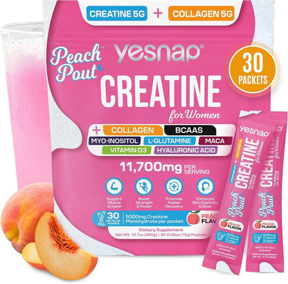 Creatina para Mujer con Colágeno — 30 Sobres Sabor Durazno