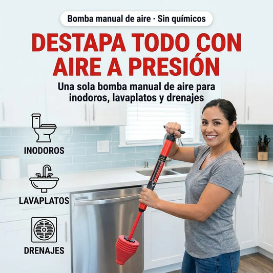 🚽 Destapador de Aire a Presión para Inodoros, Lavaplatos y Drenajes — Sin Químicos