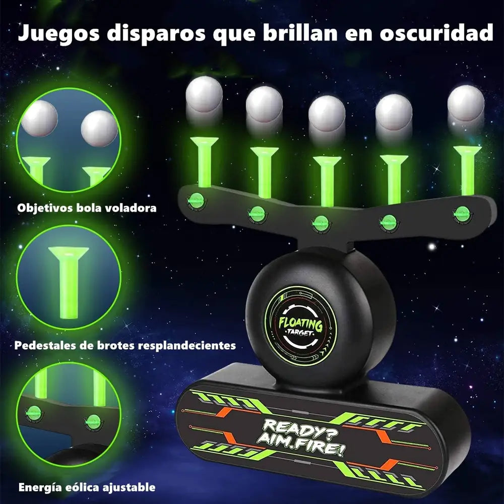 Diana Eléctrica con Bolas Flotantes — Pistola, 30 Dardos y Luz