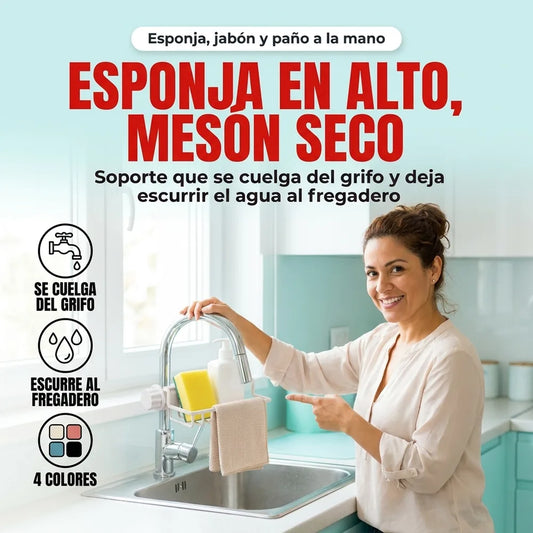 🧽 Soporte de Grifo para Esponjas — Organizador con Abrazadera