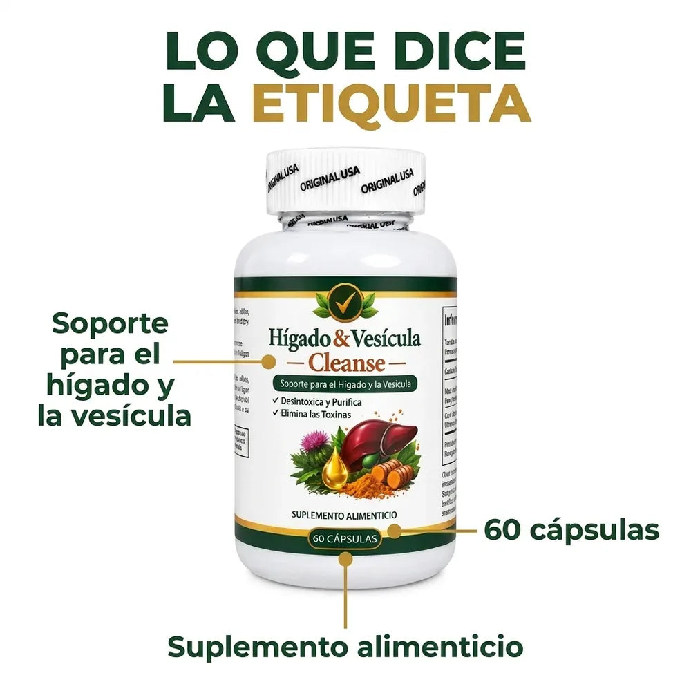 🌿 Hígado & Vesícula Cleanse — Suplemento de Soporte para tu Hígado · 60 Cápsulas