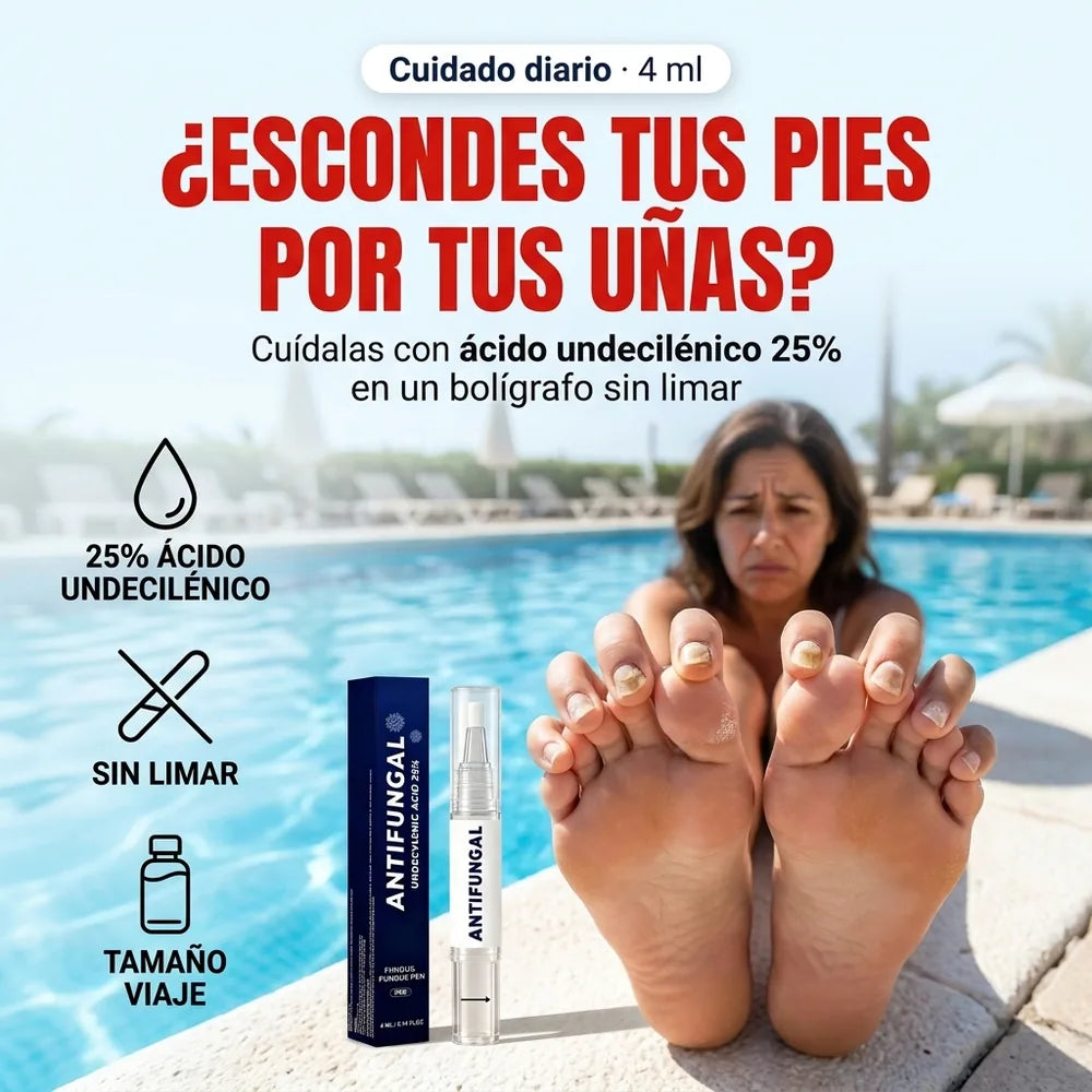 🦶 Bolígrafo Antifúngico para Uñas de los Pies — Ácido Undecilénico 25% · 4 ml