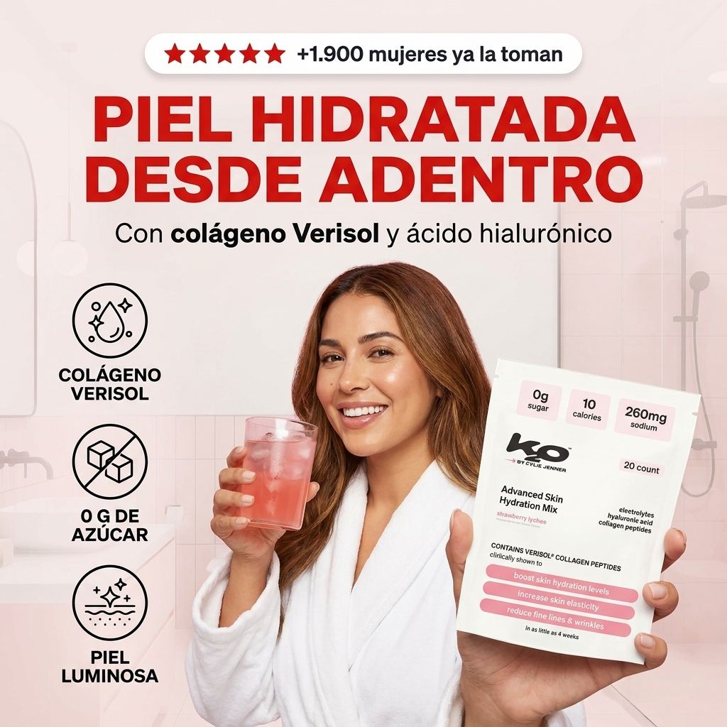 k2o Mezcla de Hidratación para la Piel — Colágeno Verisol, Ácido Hialurónico y Electrolitos, 20 Sobres