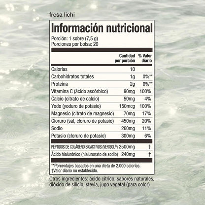 k2o Mezcla de Hidratación para la Piel — Colágeno Verisol, Ácido Hialurónico y Electrolitos, 20 Sobres