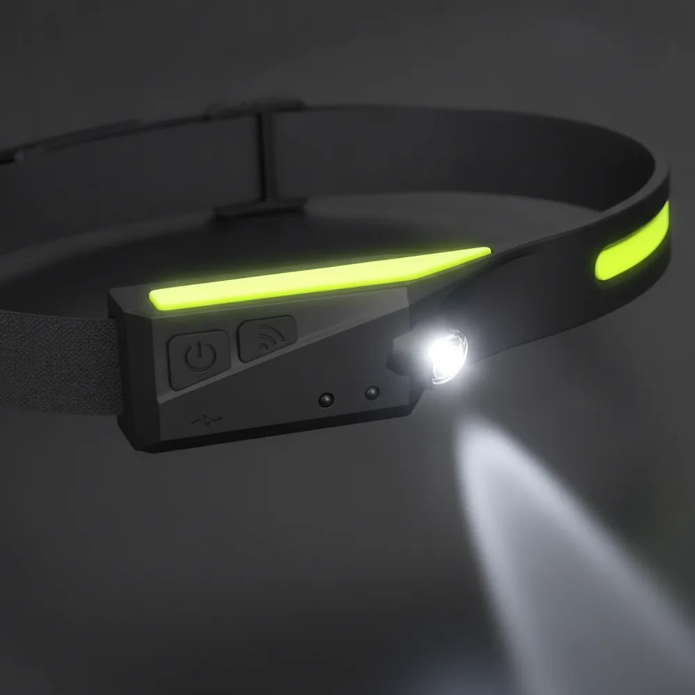 Linterna de Diadema LED con Sensor de Movimiento — Recargable USB-C