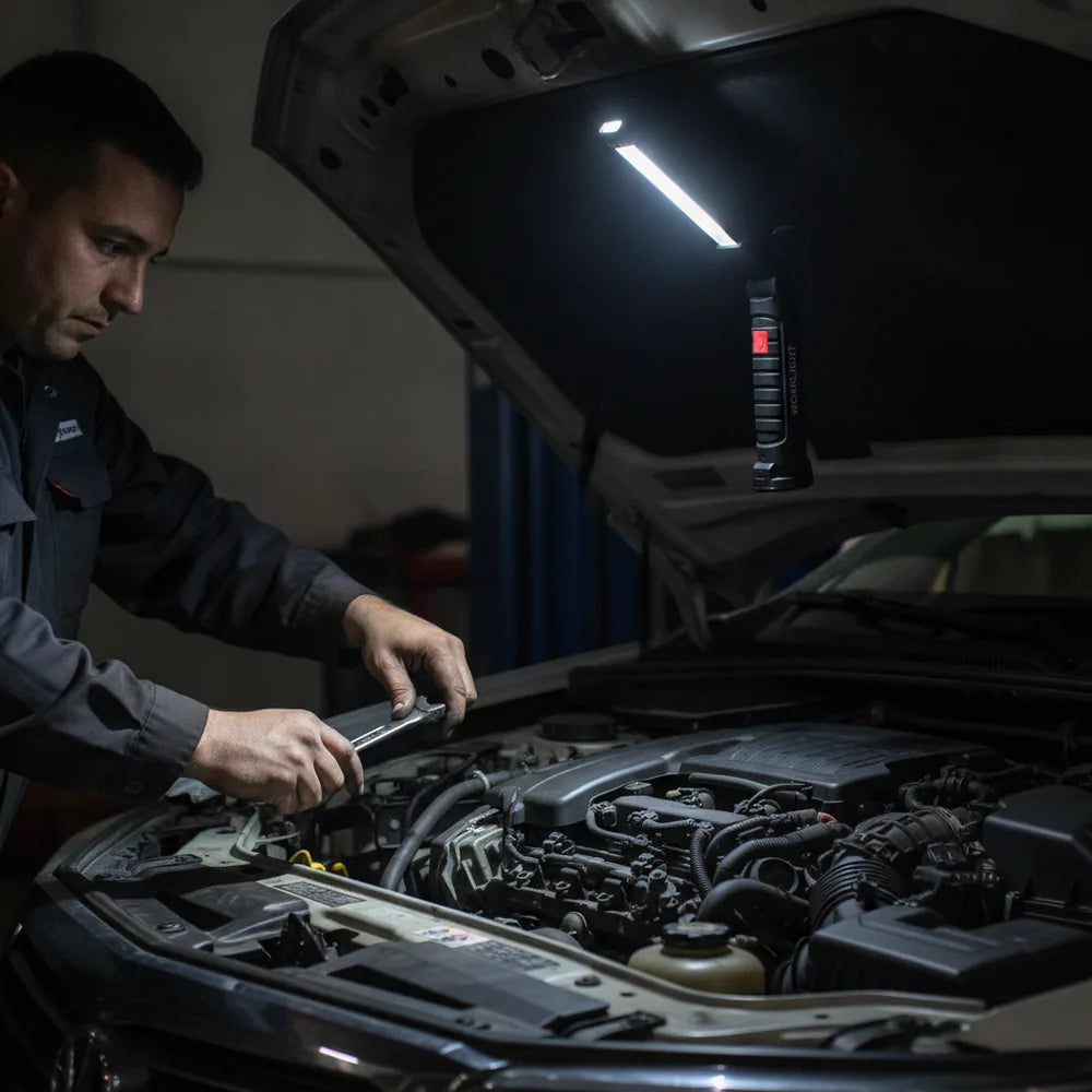 Linterna de Inspección COB Recargable con Base Magnética — Luz de Trabajo para Mecánicos