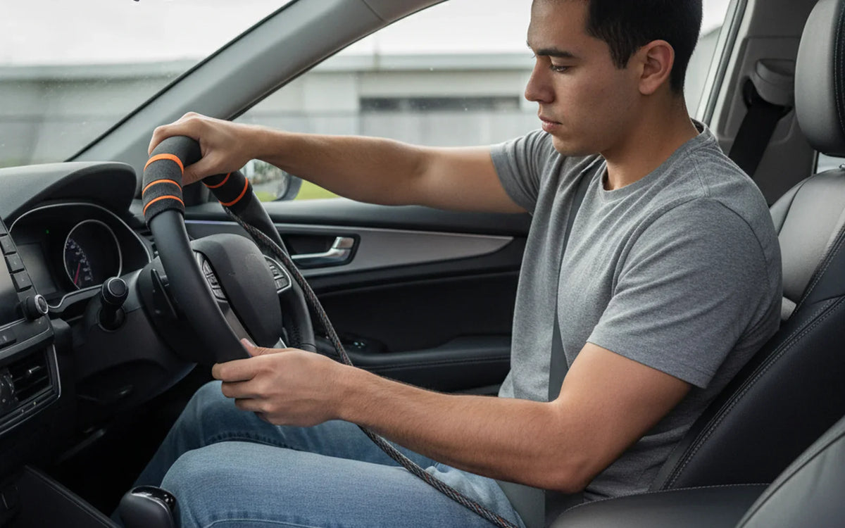🔒 Traba Volante Antirrobo — Tu Carro No Arranca sin Llave