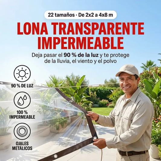 🌧️ Lona Transparente Impermeable Extra Resistente — Aislante, con Ojales Metálicos