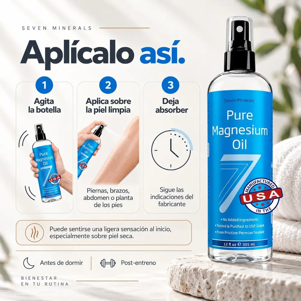 💧 Aceite de Magnesio en Spray — Piernas y Hombros (355 ml)